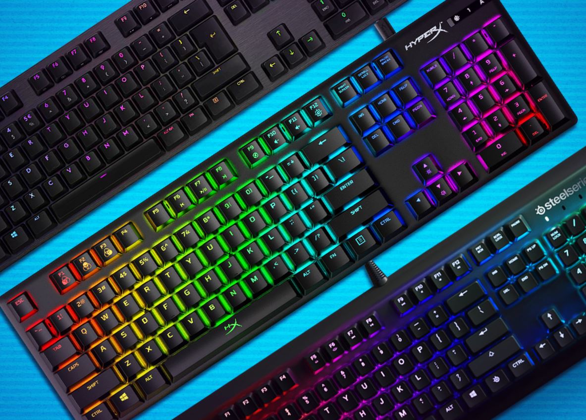teclados gamer de las marcas Hyper, Logitech y Razer